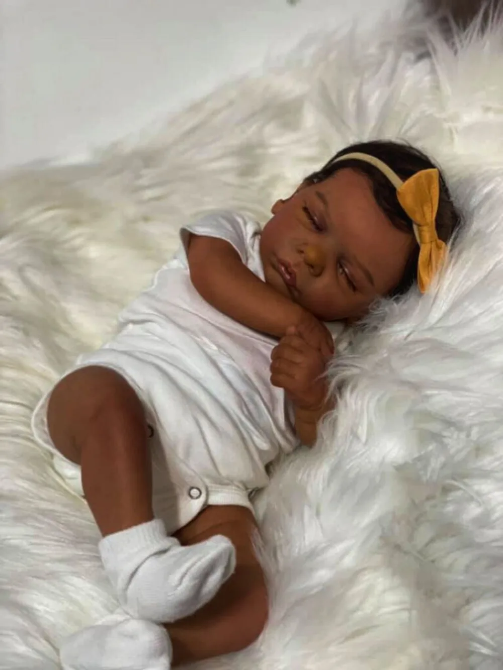 19 Pollici Già Dipinto Rinato Romy Sleeping In Dark Skin Realistica Baby Doll Soft Touch 3D Skin Hand-Root Hair Bebe Reborn Dolls