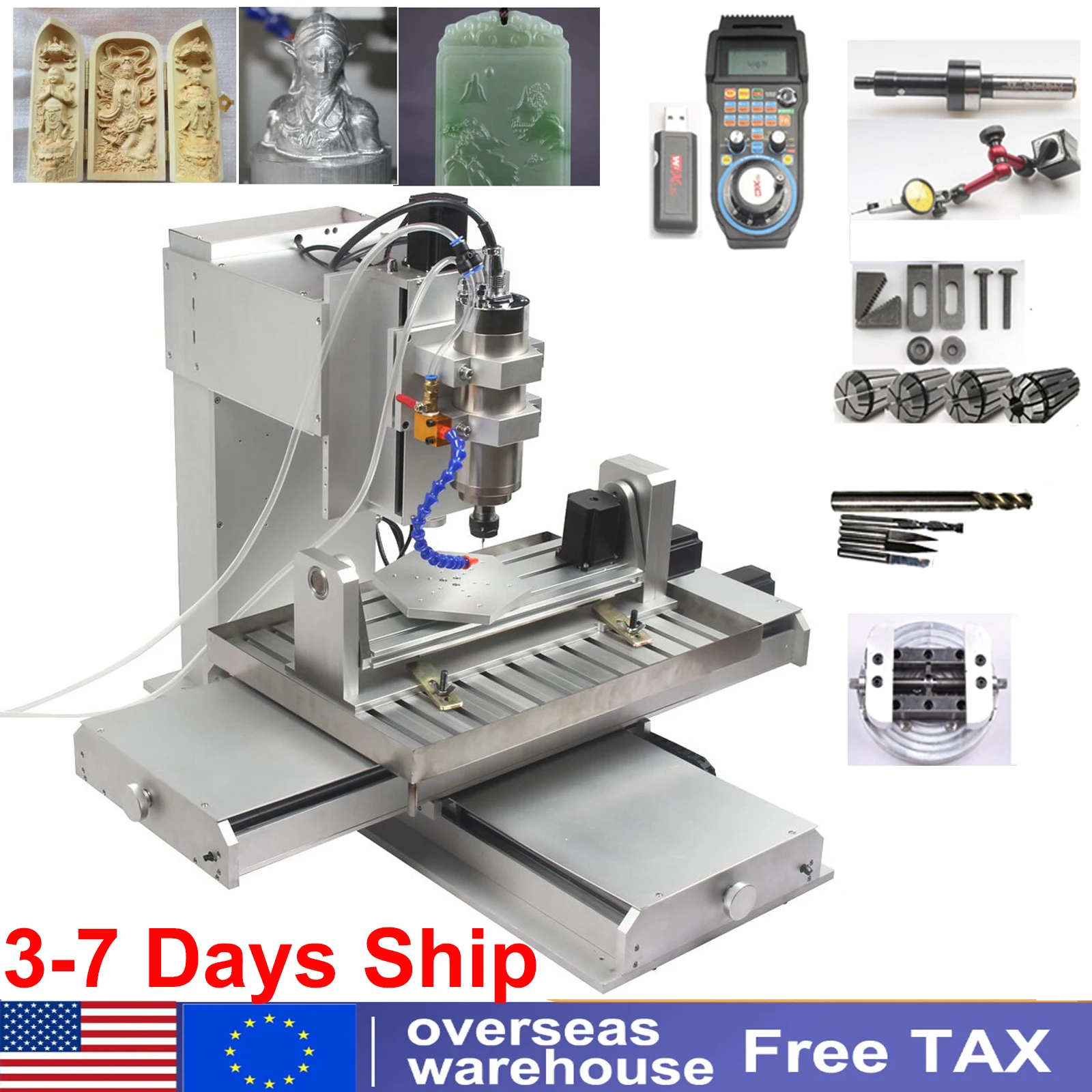 수직 금속 타각기 CNC 밀링 머신, 5 축 HY-6040 CNC 라우터, 알루미늄 미국 주식, EU 주식 2200W 