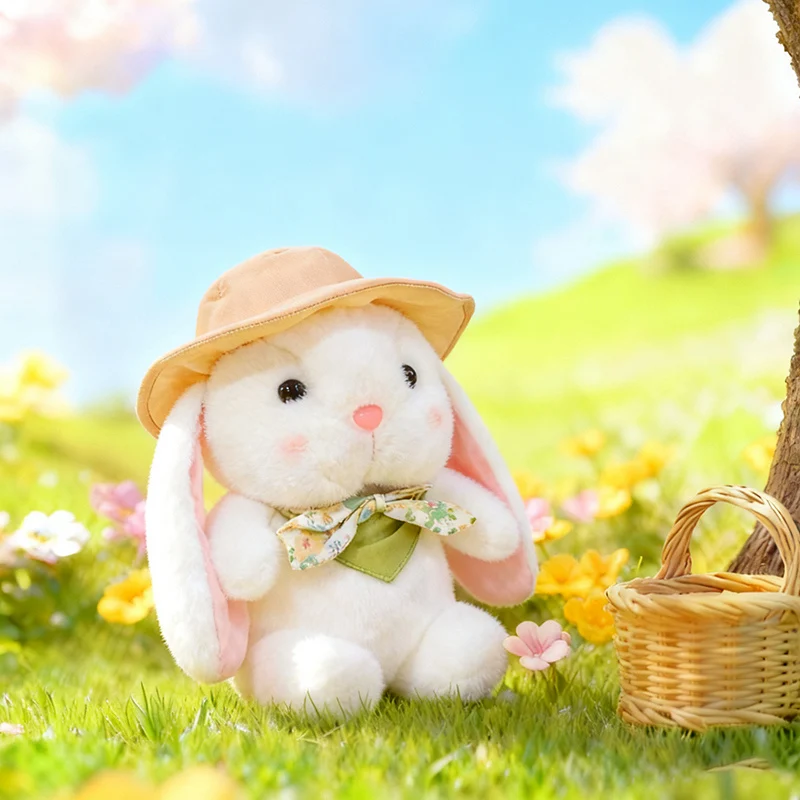 Beautiful Pastoral Bunny Plush Toys Fluffy Cozy Cartoon Sun Hat Little Rabbit Doll Gentle Children Companion Lovely Xmas Gift