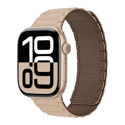 Magnetic Silicone Strap for Smartwatches - Versatile and Durable Design (Milk tea chocolate)