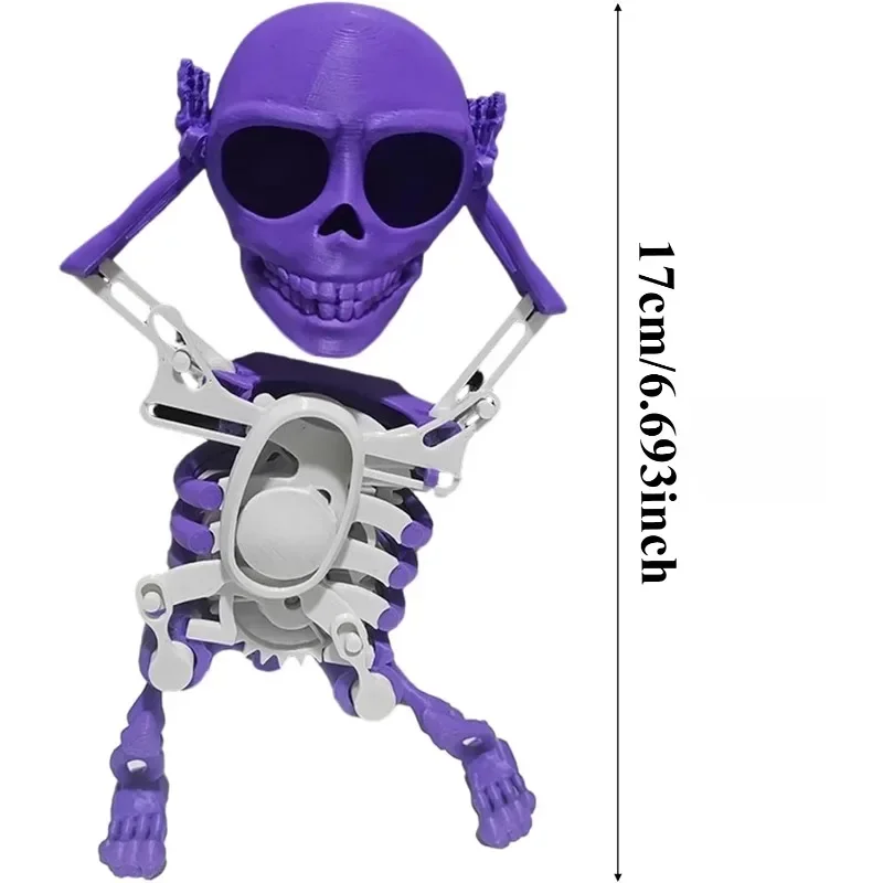 Halloween Toy Wind-up Dancing Skeleton Toy Kids Toddlers Mini 3D Print Shaking Skull Spring Clockwork Funny Halloween Gifts