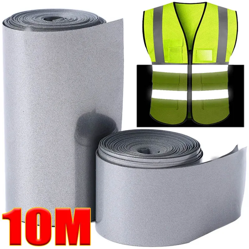 Reflective Stickers 5/10M Reflective Heat Transfer Film Safety For Shoes Clothes Heat Decals Roadway Night Warning Strip