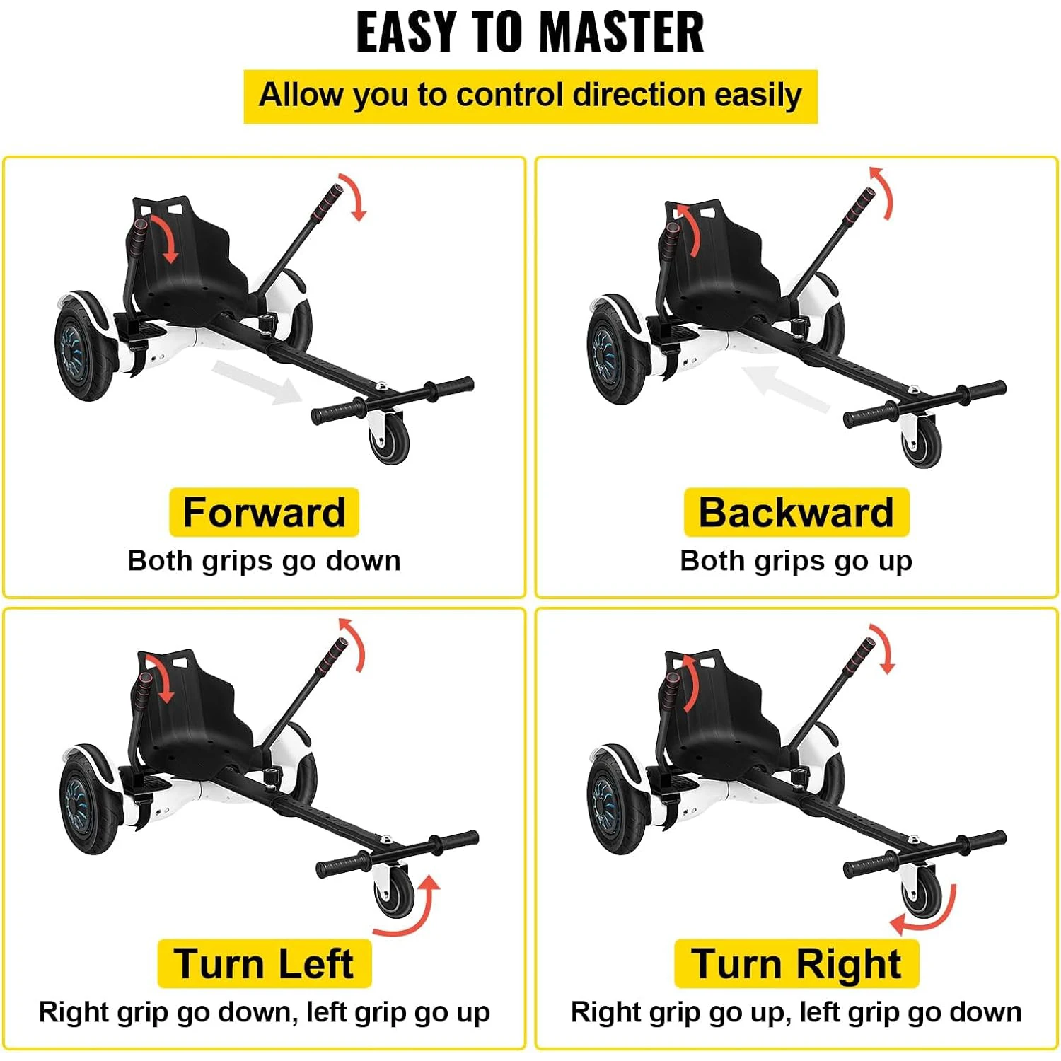 Hoverboard Seat Attachment for 6.5" 8" 10" Self Balancing Scooter Transform Your Board Into Go-Kart