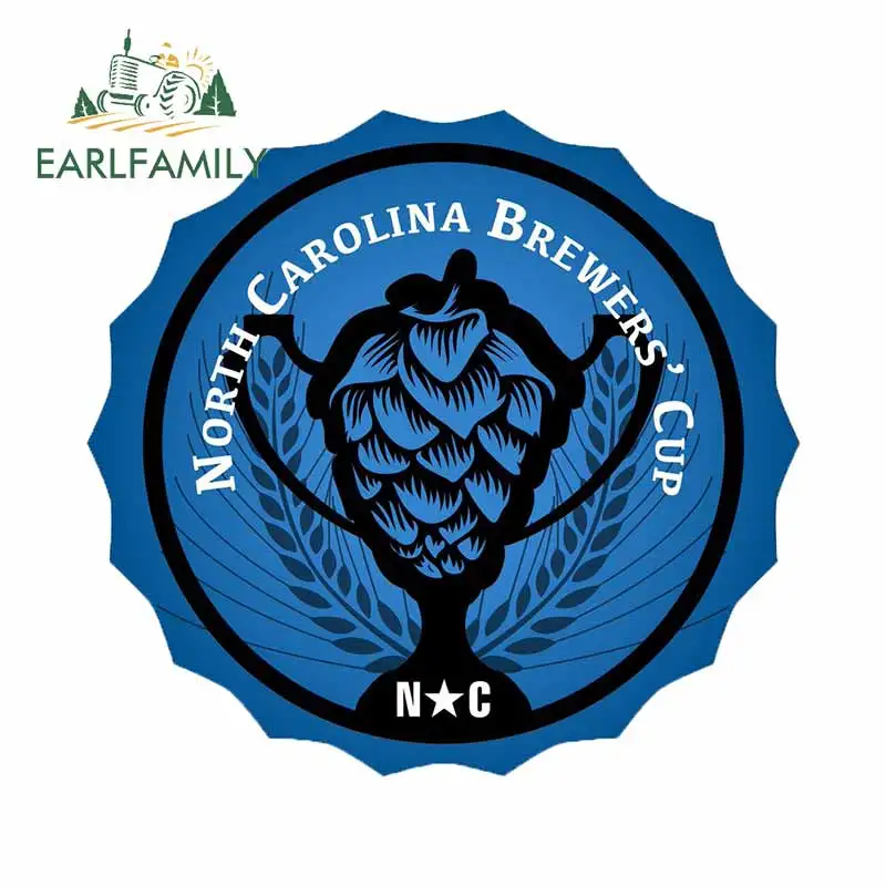 

EARLFAMILY 13 см x 12,3 см для чашки Северной Каролины Brewerys, автомобильные наклейки для ноутбука, водонепроницаемый багажник, фотоаксессуары для автомобилей
