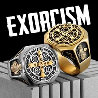 Catholic Saint Benedict Exorcism Amulet  Men Rings Stainless Steel Women Jewelry Vintage Punk Fashion Accessories Gift Wholesale 2
