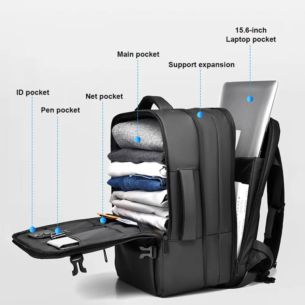 New Men's Backpack High Quality Large Capacity Business Trip Backpacks for Man Multi-Functional Expandable Laptop Bag - 3