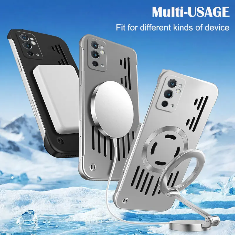 Frameless Hard Metallic Heat Dissipation Magnetic Protective Back Cover Case