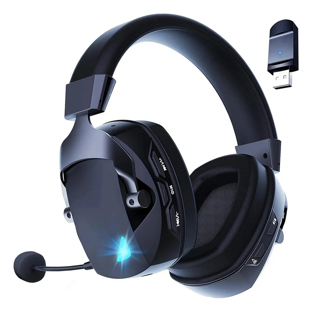 Wireless Gaming Headset with Mic 2.4G Bluetooth Headphone USB 3.5mm Wired 3 Modes for PC, Laptop, PS4, PS5, Mac Black NND