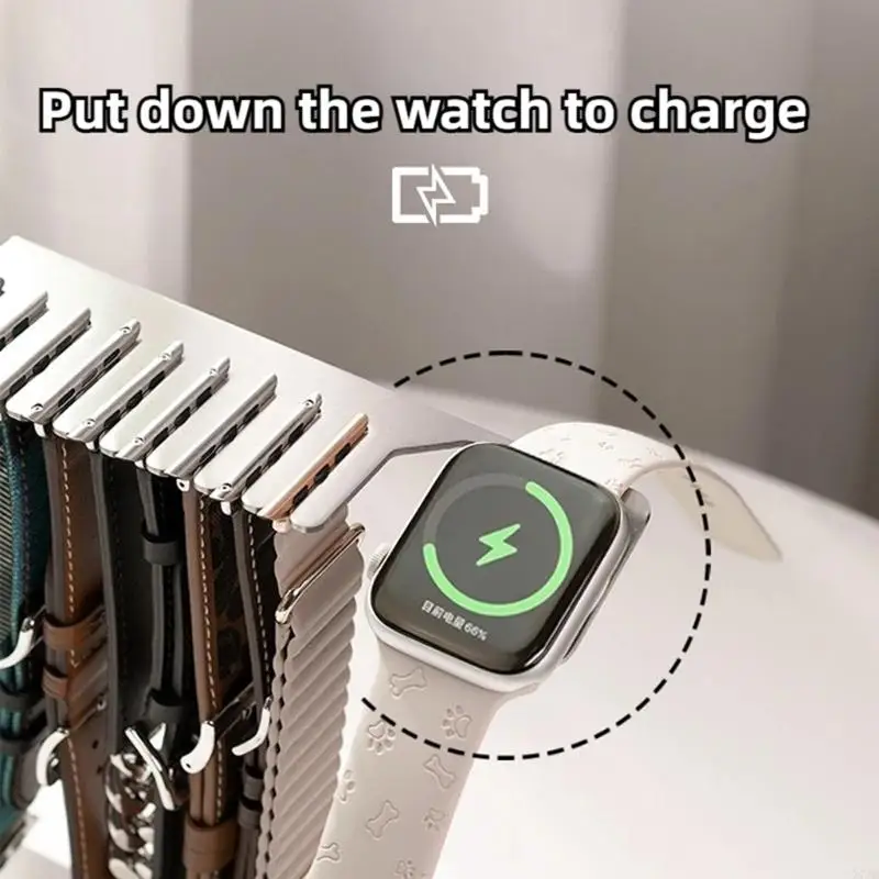 Metal Watch Charging Base Smartwatch Stand-Cradle for Watch with Wristwatch Band Strap Storage Holder