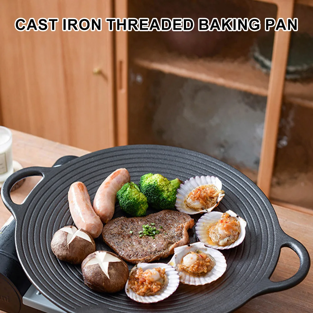 11.8/13.8/14.6 Inch Grill Pan with Handles Coating Frying Pan Non Stick Cast Iron Round Griddle for Indoor Or Outdoor Grilling