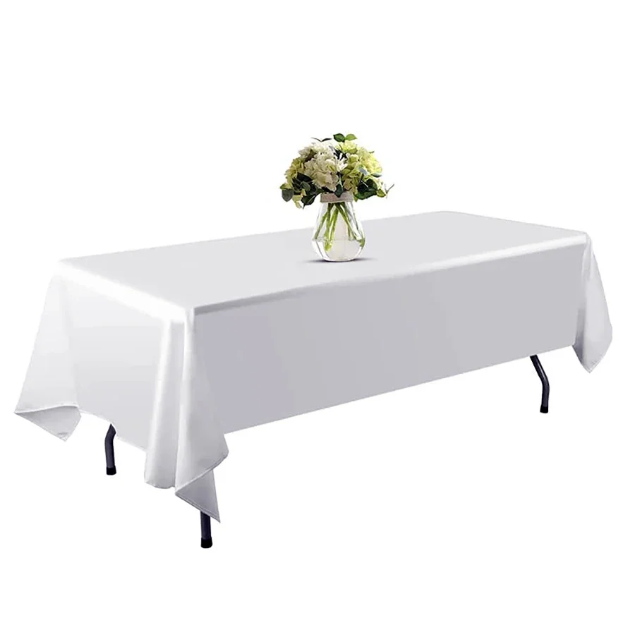 White Table Cloth Waterproof Anti Scratch Polyester Tablecloth Decorative Washable Fabric Table Cover Home Dining Buffet Party 2