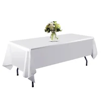 White Table Cloth Waterproof Anti Scratch Polyester Tablecloth Decorative Washable Fabric Table Cover Home Dining Buffet Party 2