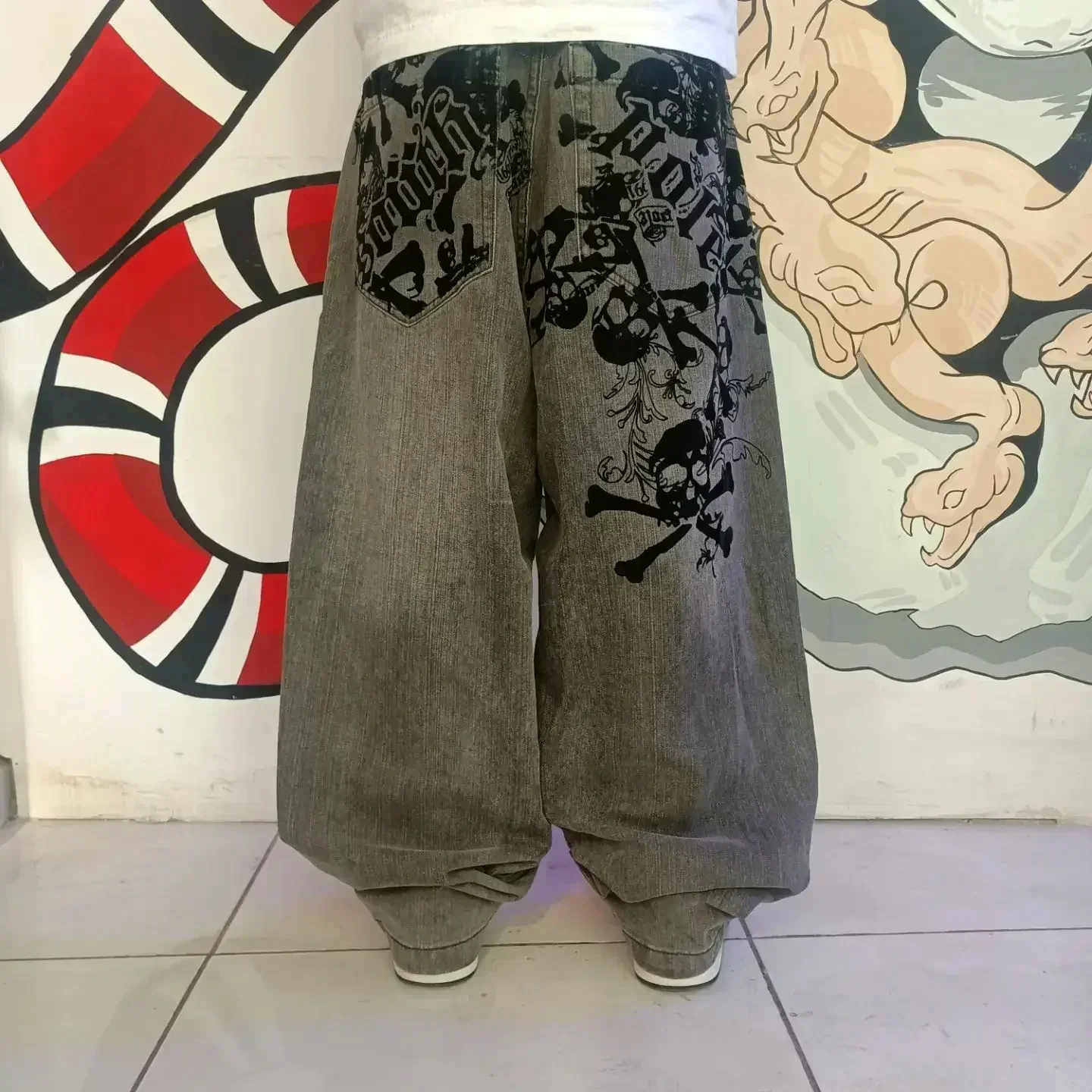 New Retro wash Southpole Jeans Loose Jeans Men's and Women's Y2K Harajuku Gothic Hip Hop Skateboard Pants Streetwear women 3