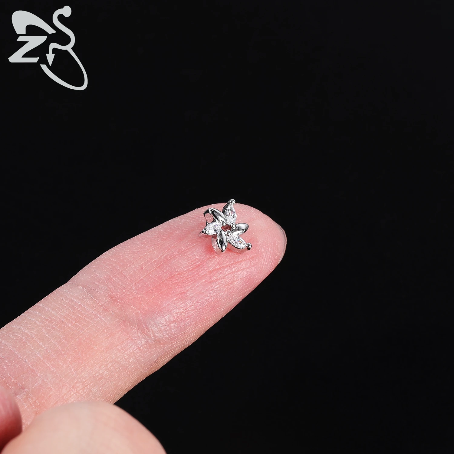 ZS 9-29 Teile/los Micro Dermal Piercing Set 316L Edelstahl CZ Kristall Dermal Anker Oberfläche Piercings Herz Mond Dermal Ringe – Detail 8