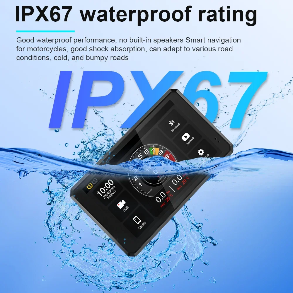 Motorcycle Navigation Screen 5 inch Motorcycle DVR GPS Navigation Multimedia Player Wireless CarPlay Android Auto IP67 Waterproof Screen Recorder night sight