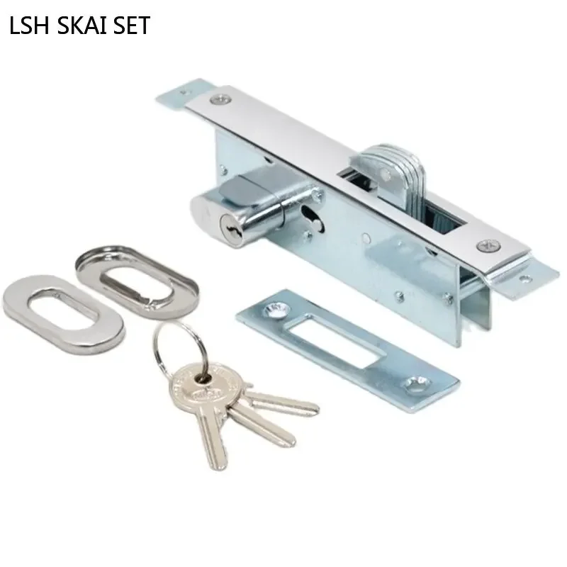 Kitchen Balcony Sliding Door Hook Lock Strong and Durable Zinc Alloy Stealth Security Lock with Keys Indoor Hardware Accessories