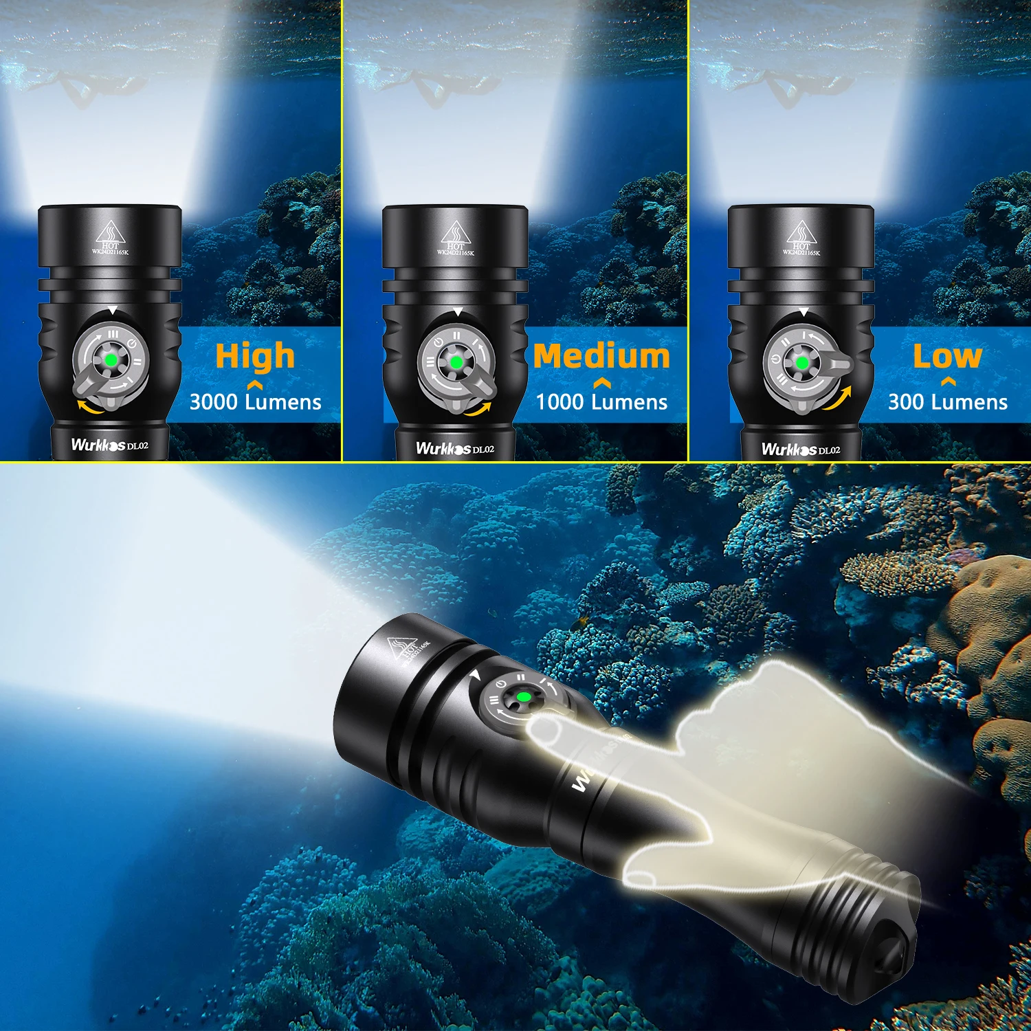 Wurkkos ダイビングライト Wurkkos DL70 LEDダイビングライト 防水懐中電灯