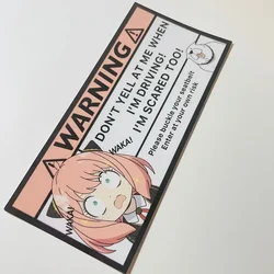 Chic Pink Anime Car Sticker - Anya Spy Warning Decorative Vinyl Decal - 15x7cm (Pink)