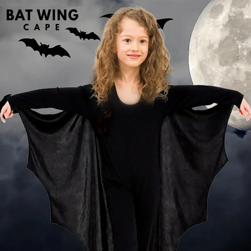 Kid Black Bat Costume Halloween Hooded Jumpsuit Romper Cosplay Vampire  Outfit with Wings Ears Gloves for Children Masquerade Party Set