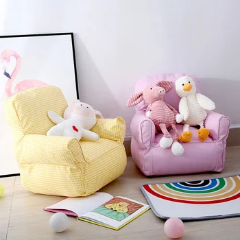 Kids Sofa Plaid Canvas Baby Sofa Mini Sofa Chair Seat Portable Newborn Infants Kindergarten Photography Props Child Room Decor