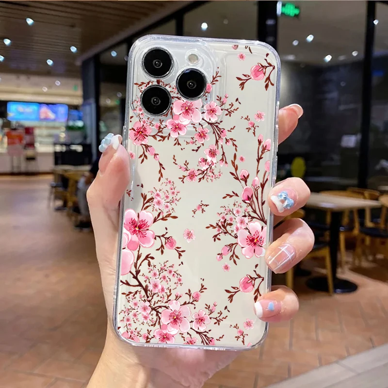 Clear Floral Phone Case Cover