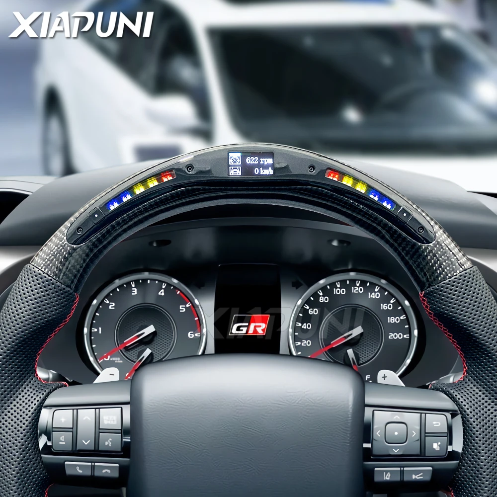 Toyota Camry Carolla Levin Wildlander RAV4 Avalon 2018-2020 Racing Wheel 용 맞춤형 LED 탄소 섬유 핸들