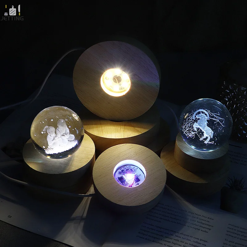 원형 USB 나무 라이트 베이스, LED 조명 회전 디스플레이 스탠드, 램프 베이스, 홈 데코, 직경 6cm, 5V, 1 계량기