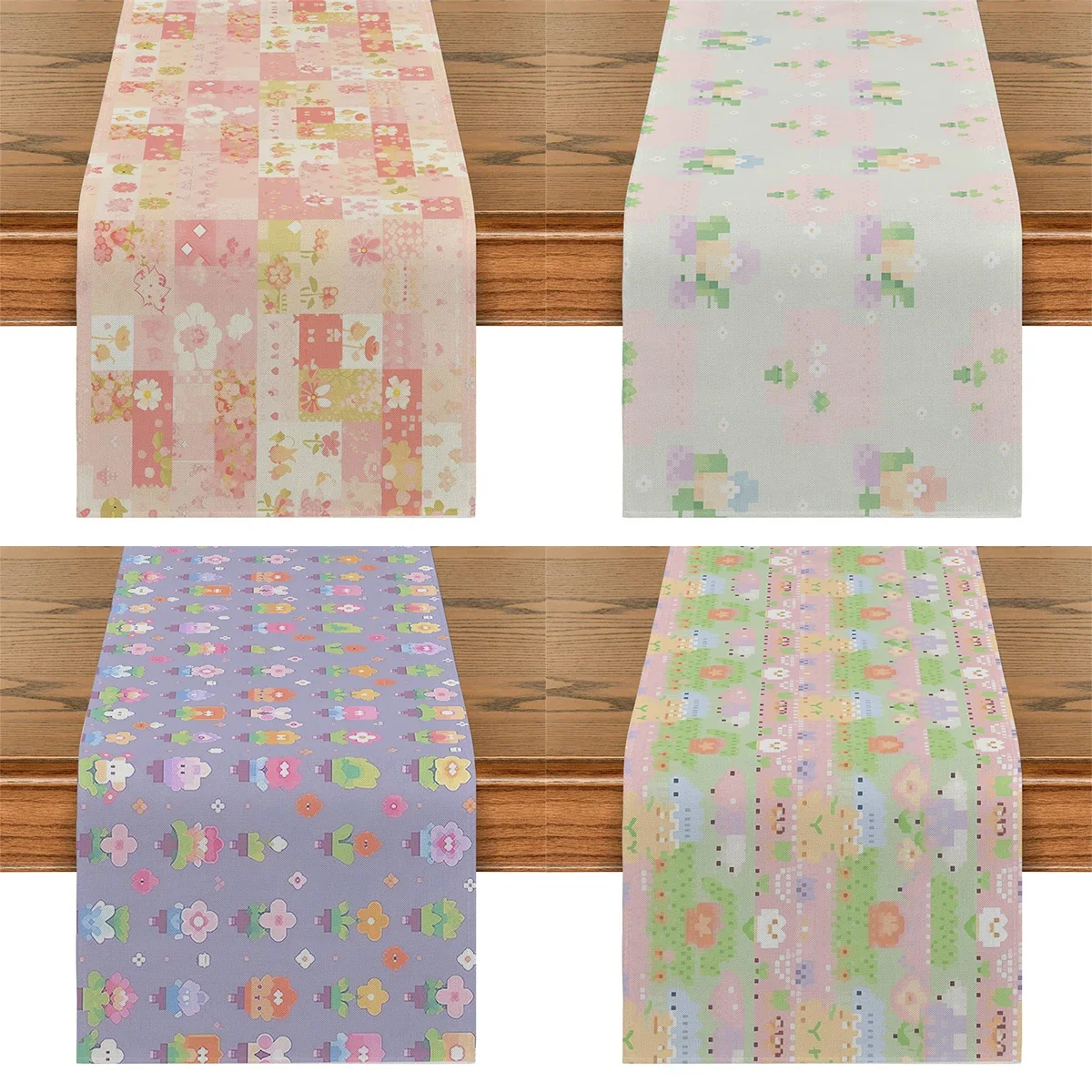 

Cute Pink Flower Table Flag Cartoon Potted Plant Children'S Tables Runners Home Kitchen Living Room Holiday Party Tables Decor