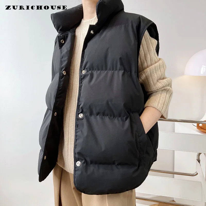 

ZURICHOUSE 2024 Autumn Winter Women's Vest Loose Outerwear Warm Waistcoat Mujer Sleeveless Jacket Chaleco Gilet Casaco Feminino