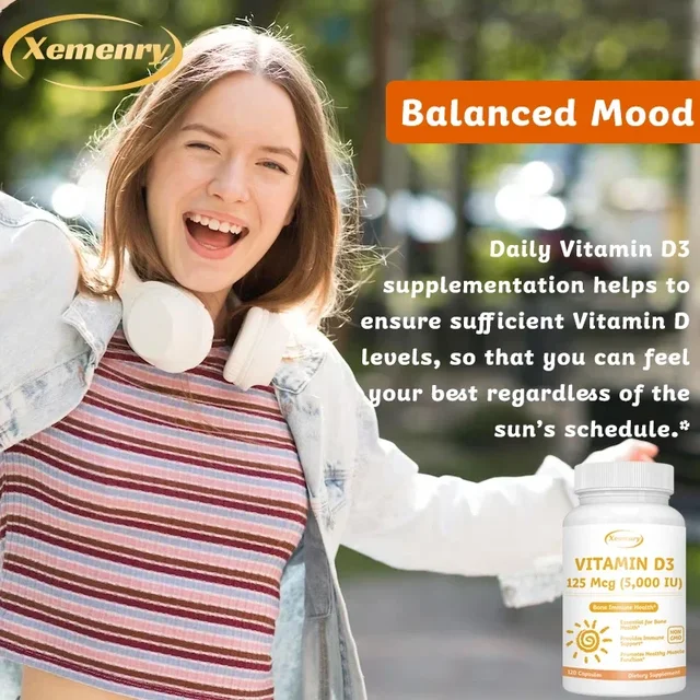 Vitamin D3 Capsules - Promote Calcium Absorption, Promote Bone Teeth and Skin, Nerve, Heart Health, Support Immunity 6