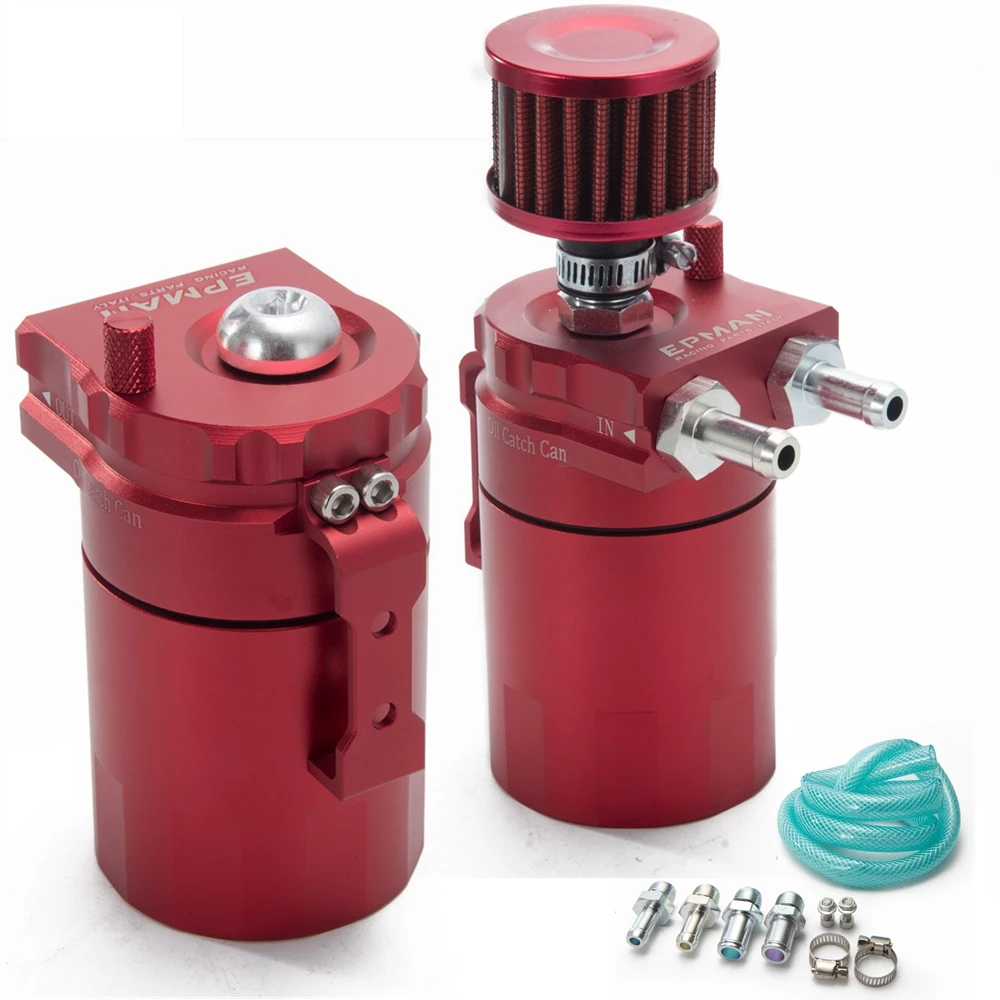 HUB sports Universal Aluminum Oil Catch Tank Cylinder Catch Reservoir Car Can Breather Kit+ Breather Filter HU-JYH08
