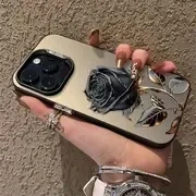 Elegant Black Gold Rose Silver Marble Phone Case Cover