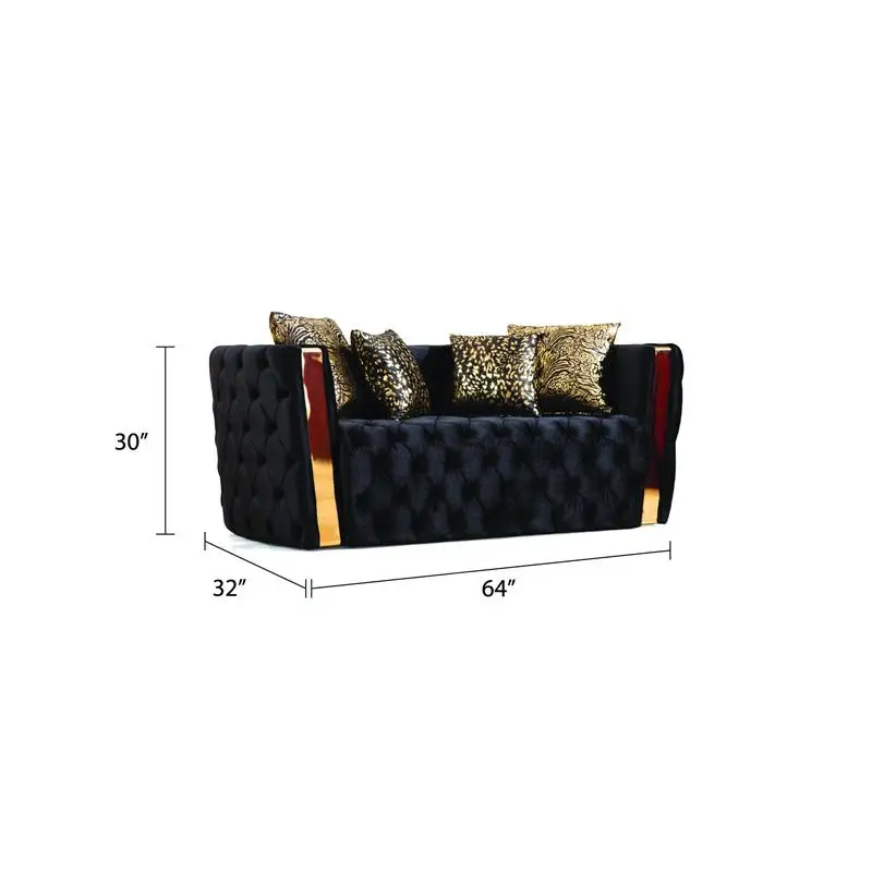 Black Velvet Sofa Set 3
