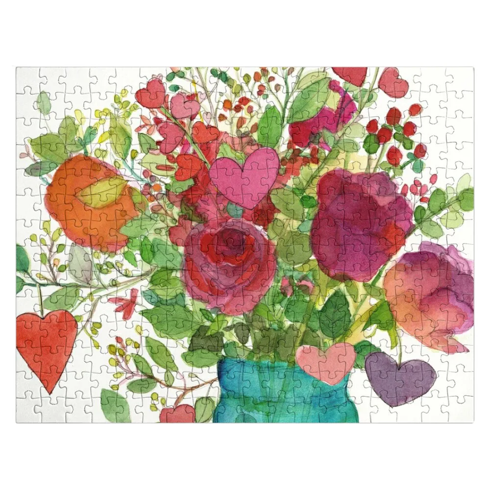 

Valentine's Hearts and Roses in a Vintage Jam Jar Jigsaw Puzzle Personalized Baby Object Customized Photo