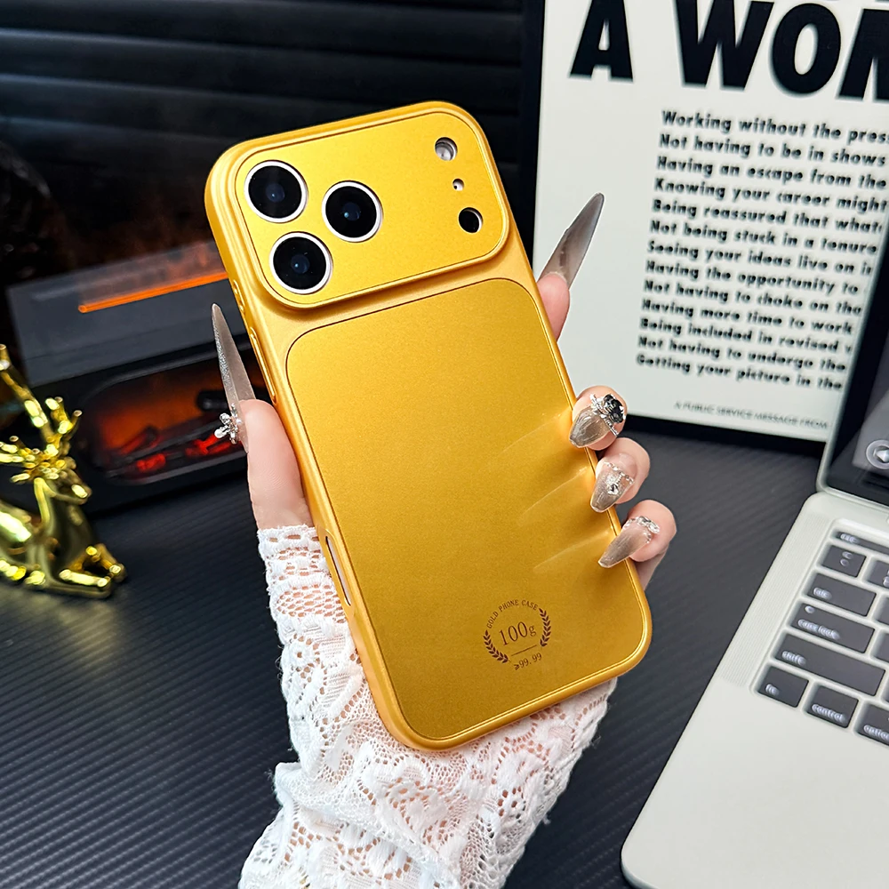 Gold Color Hard PC Magnetic Case For Magsafe IPhone 17 Air 16 Pro Max 15 14 13 12 11 Mag Safe Golden Phone Cover Accessories_voghion.com