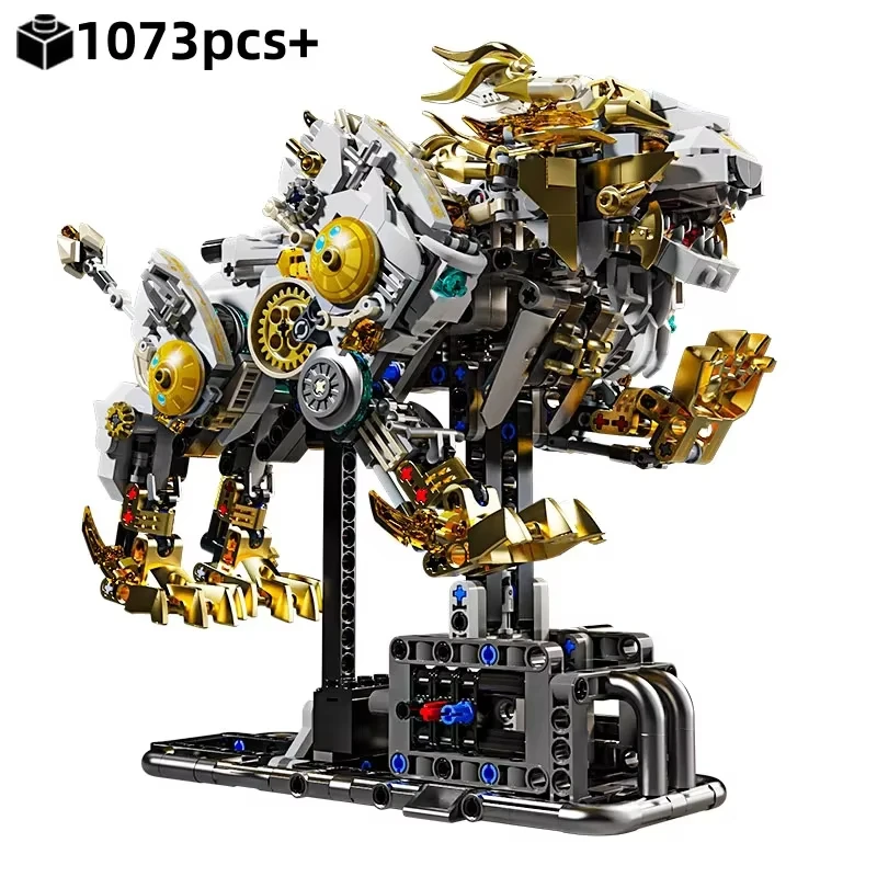 NO.13090 기계식 사자 빌딩 블록 MOC 창의적인 테크니컬 브릭, 움직이는 부품 조립 키트, 어린이 선물용 1073피스