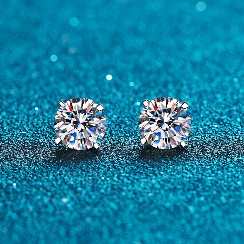 Фото Роскошные бриллиантовые серьги EWYA 0,4-4CT D с цветным муассанитом для женщин, ювелирные изделия для вечеривечерние, серьги из стерлингового серебра 925 пробы с 4 зубцами №3