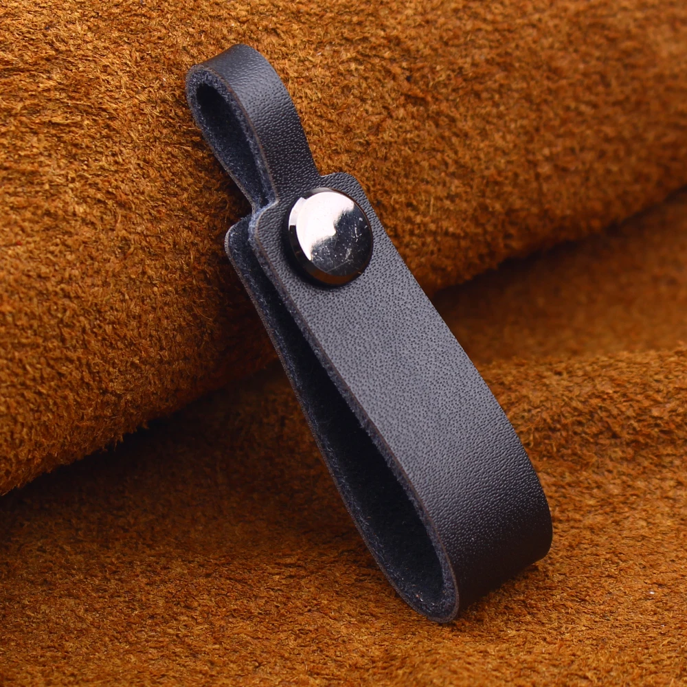 Metal Keychain KEYYOU New Model Style For Car Auto Genuine Leather Tow Straps Material Smooth Surface Car Key Ring Chain Interior Keychain