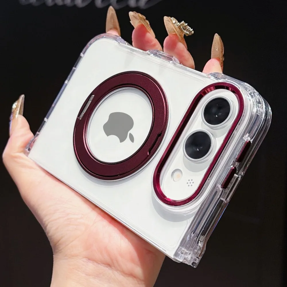 Luxury Magnetic Phone Case with 360° Rotating Ring Holder and Kickstand