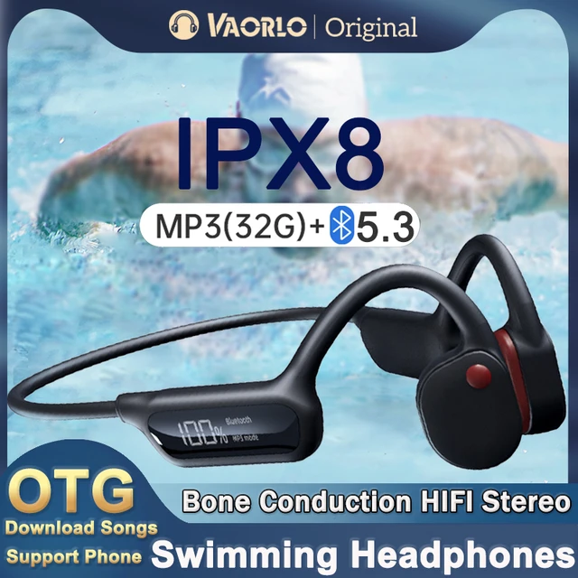 CYBORIS Auriculares Natacion Auriculares Deportivos Inalámbricos IPX8,  Altavoz Incorporado Conducción Ósea, EQ función, Auriculares Bluetooth y  32GB MP3 2 en 1 para Correr, Bucear, Nadar, Ciclismo : :  Electrónica