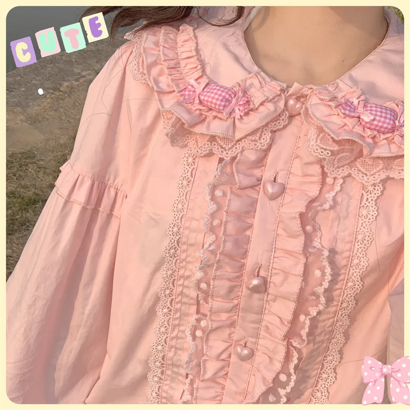 Lolita Blouses White Sweet Women Preppy Style