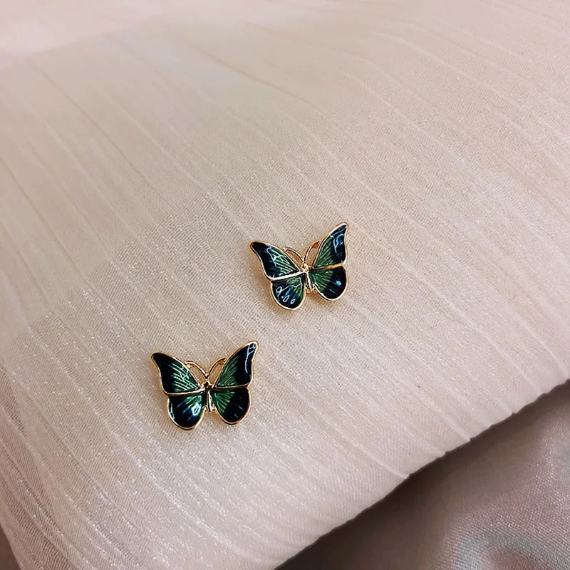 VENTFILLE 925 Stamp Gradient Color Butterfly Earring For Women Girl Oil Painting Style Animal Jewelry Birthday Gift Dropship