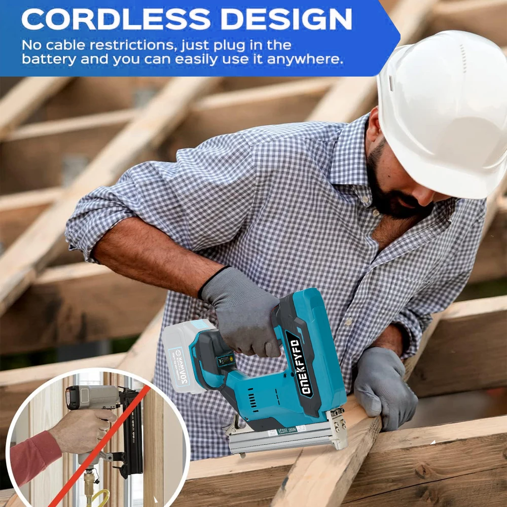 Brushless 1022J Electric Wireless Nail Gun Stapler Nailer U-shape Nail Woodworking Tools For Makita 18V Battery (No Battery)