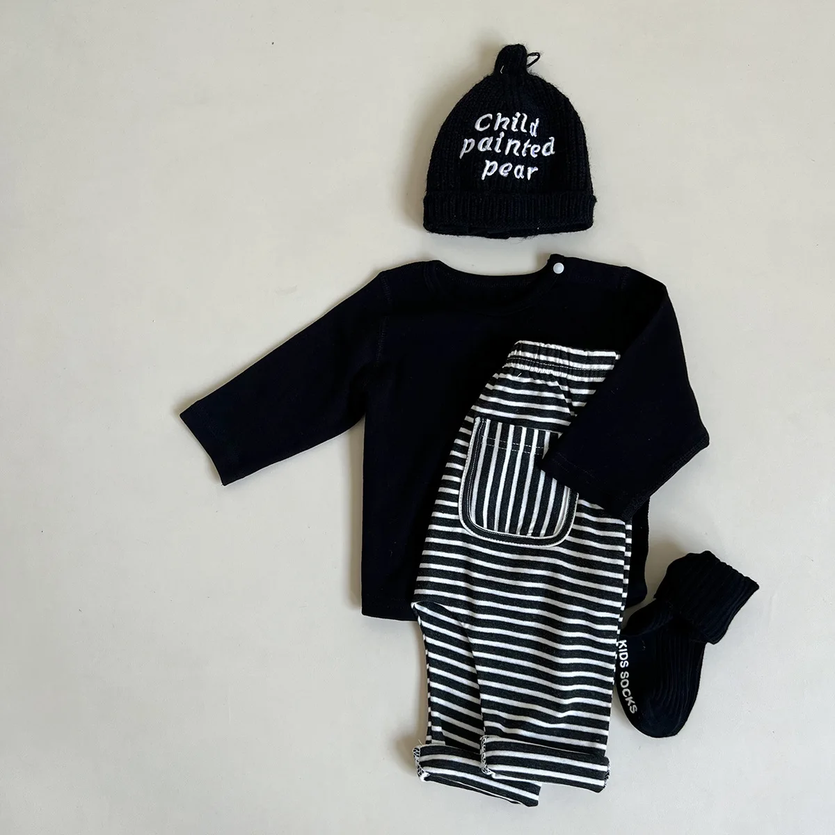 2025 Autumn New Baby Long Sleeve T Shirt Cotton Boy Striped Bottoming Tops Girl Solid Simple Casual Pullover Infant Clothes 3