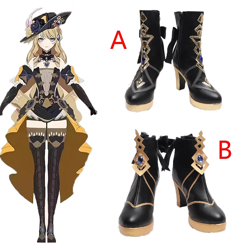 

Genshin Impact Navia Cosplay Shoes Fontaine Rococo Style Dress Cospaly Shoes Boots