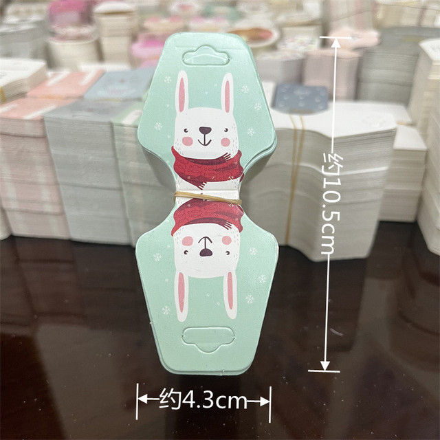 Kraft Paper Packing Tag Cards for Handmade Hair Jewelry Display Cute Bear Cat Face Stamp Paper Hairband Hanging Price Tag