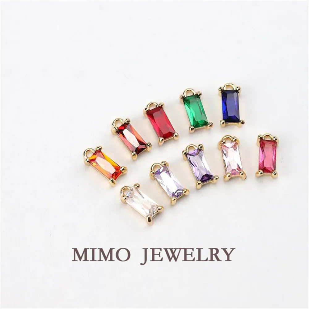 

Multicolored square zircon pendant 14K gold plated single pendant pendant DIY accessories