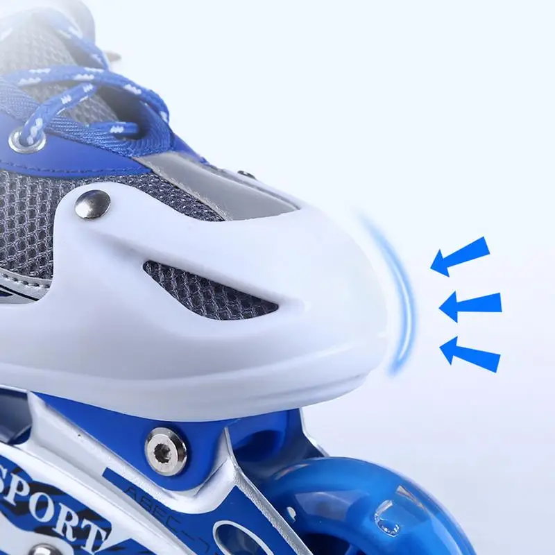 Children Roller Skates Shoes Skating Shoes Kids Single Row Children's Roller Skates Boy's Girl's Size Adjustable 4 Wheels Flash for Roller Skating Shoes Set
