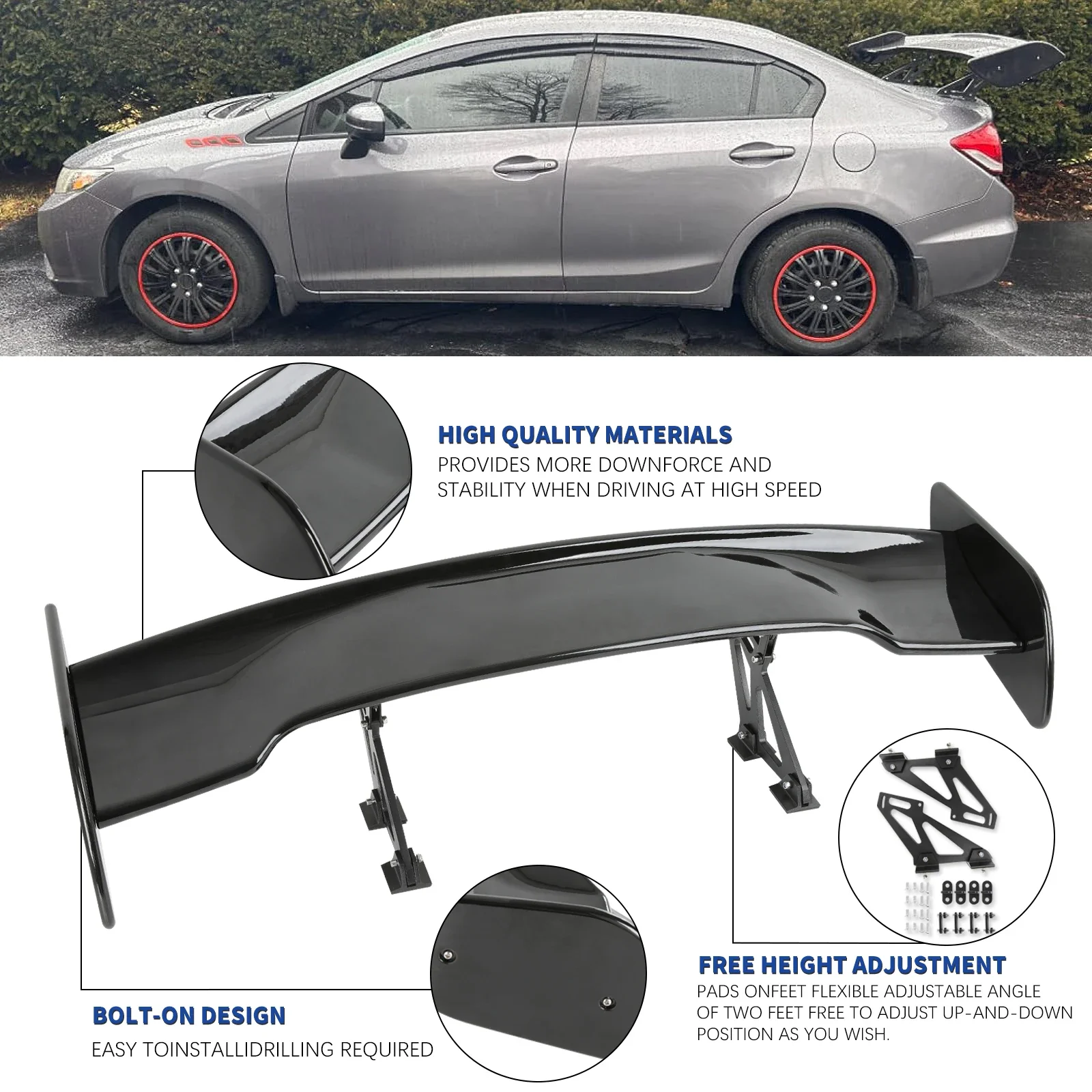 Universal GT Style Rear Spoiler Wing Tail Air Dam For 99% Sedan Body Kit Decoration Racing Car Tuning Accessories