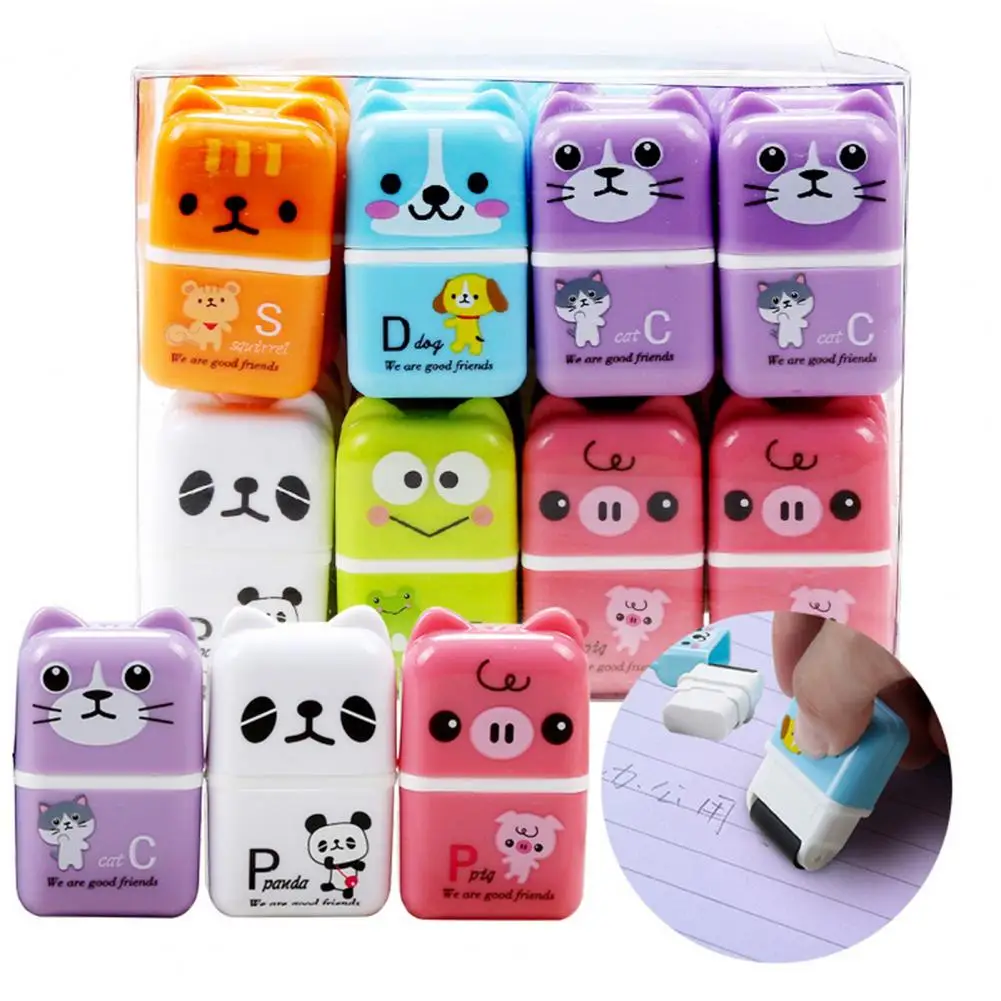 6Pcs Soft Erasers  Stylish Stationery Rubber Kids Soft Cute Erasers  Leave No Trace Animal Eraser